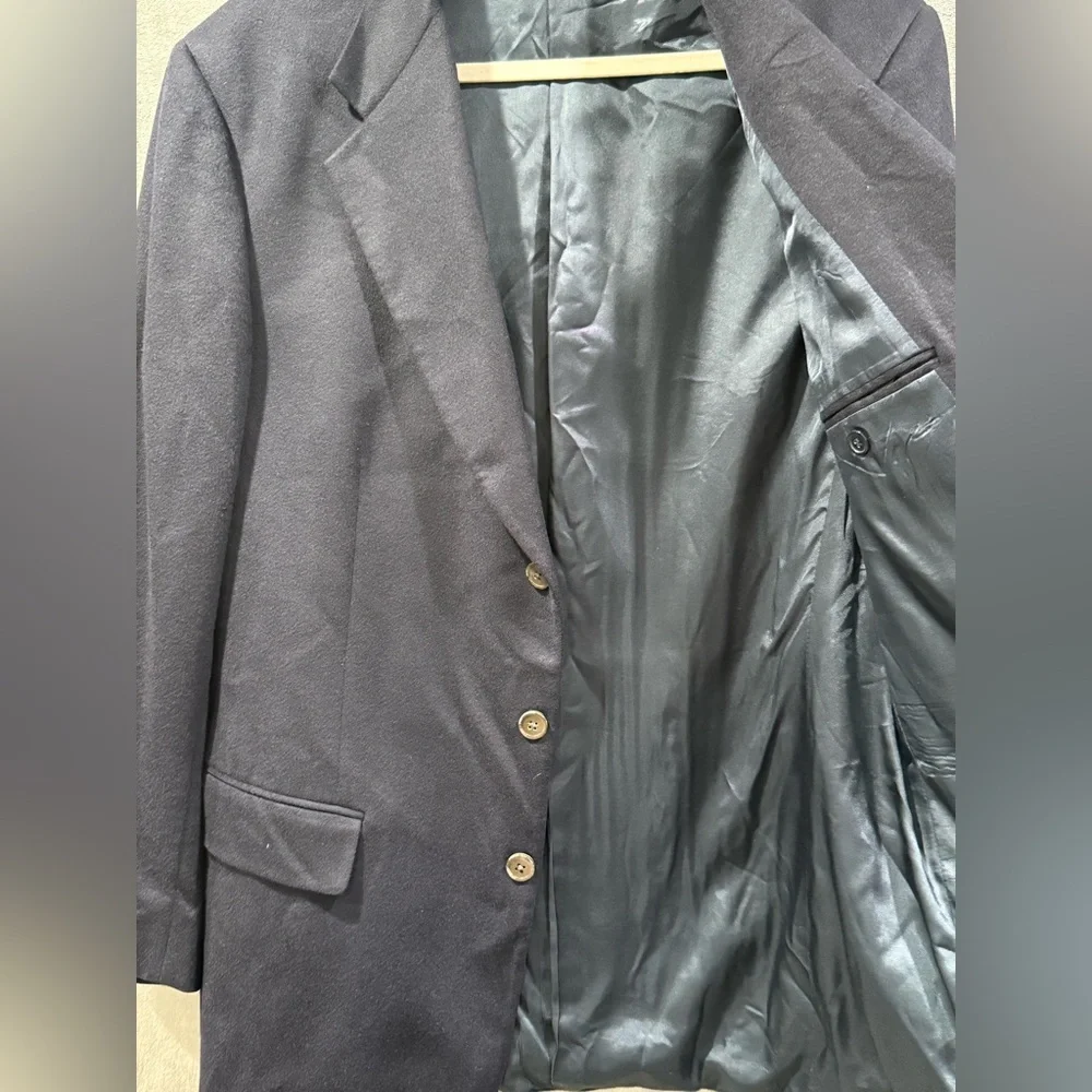 Nieman Marcus 100% Super Fine Cashmere Sports Coat Mens 44R Navy Blazer